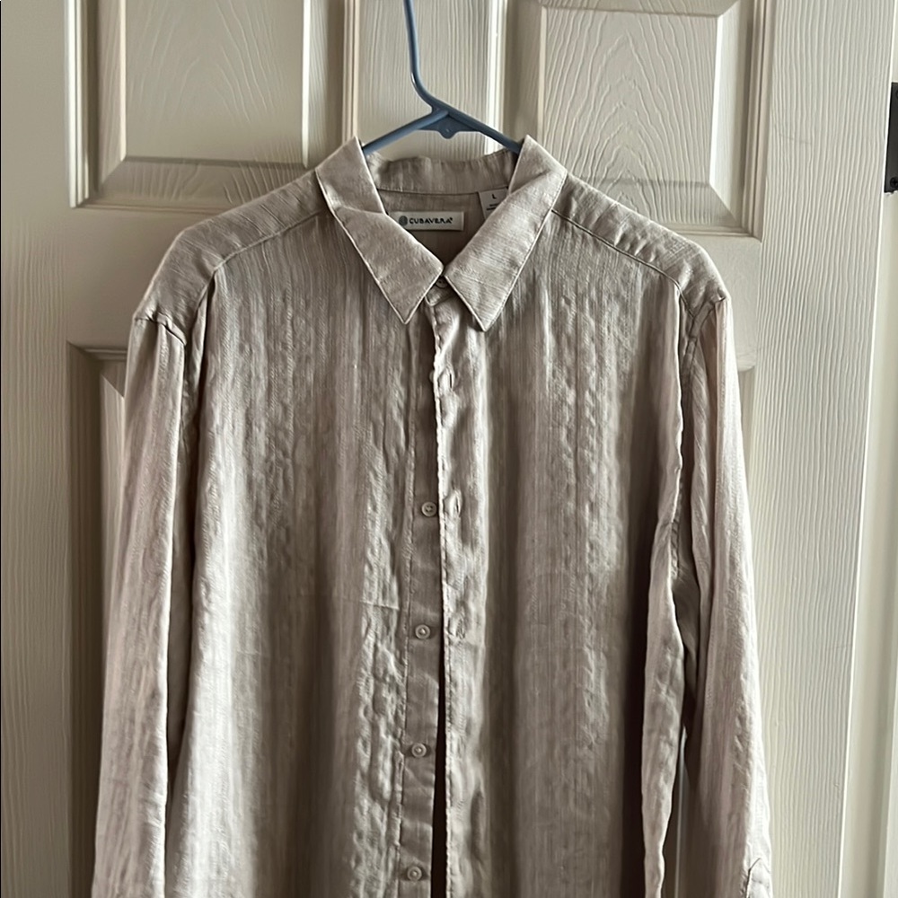 Cubavera Men's long sleeved Beige Shirt size L